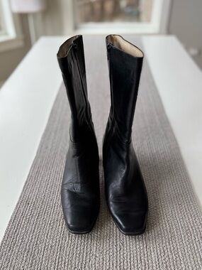 Vintage Ros Hommerson Black Leather Calf High Boots Size 10